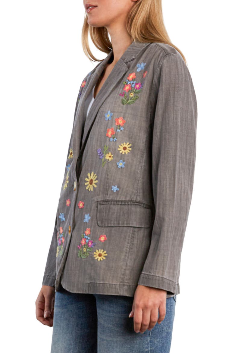 Embroidered Cotton and Hemp Blazer, Alternate, color, WASHED GREY