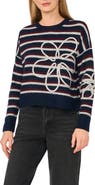 Parker Embroidered Stripe Crewneck Sweater