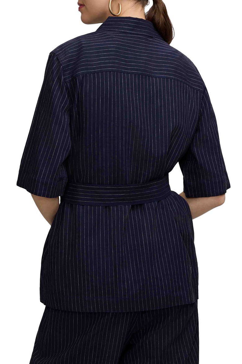 Estela Stripe Linen Blend Jacket, Alternate, color, NAVY BLUE/ WHITE