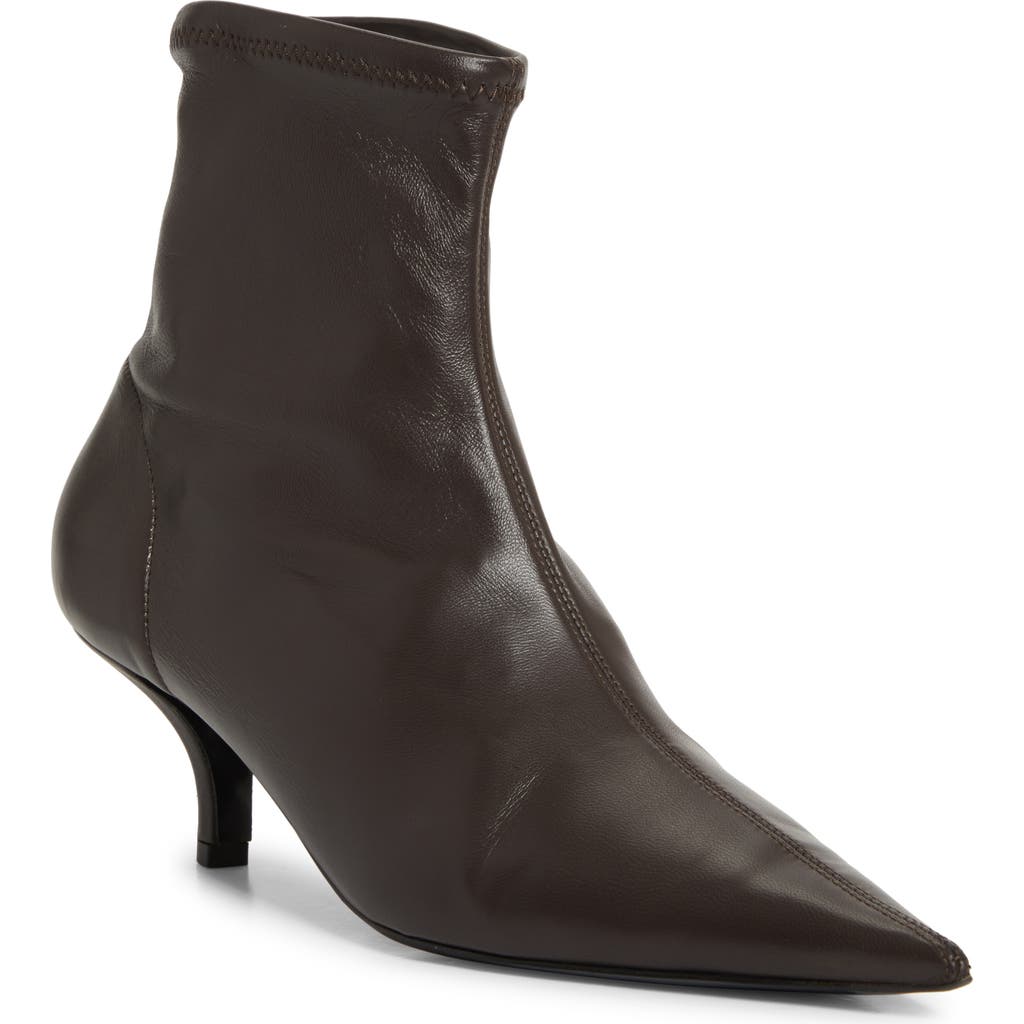 Totême Stiletto Ankle Boots In Calf Leather In Brown
