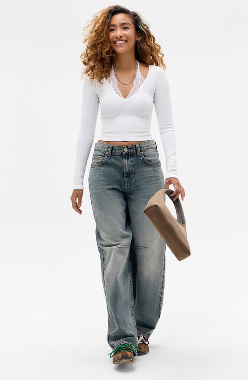 Bdg Urban Outfitters Seeing Double Layered Look Rib Knit Top In White