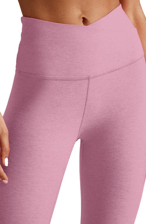 Beyond Yoga At Your Leisure Space Dye High Waist Midi Leggings In Pink Haze Heather