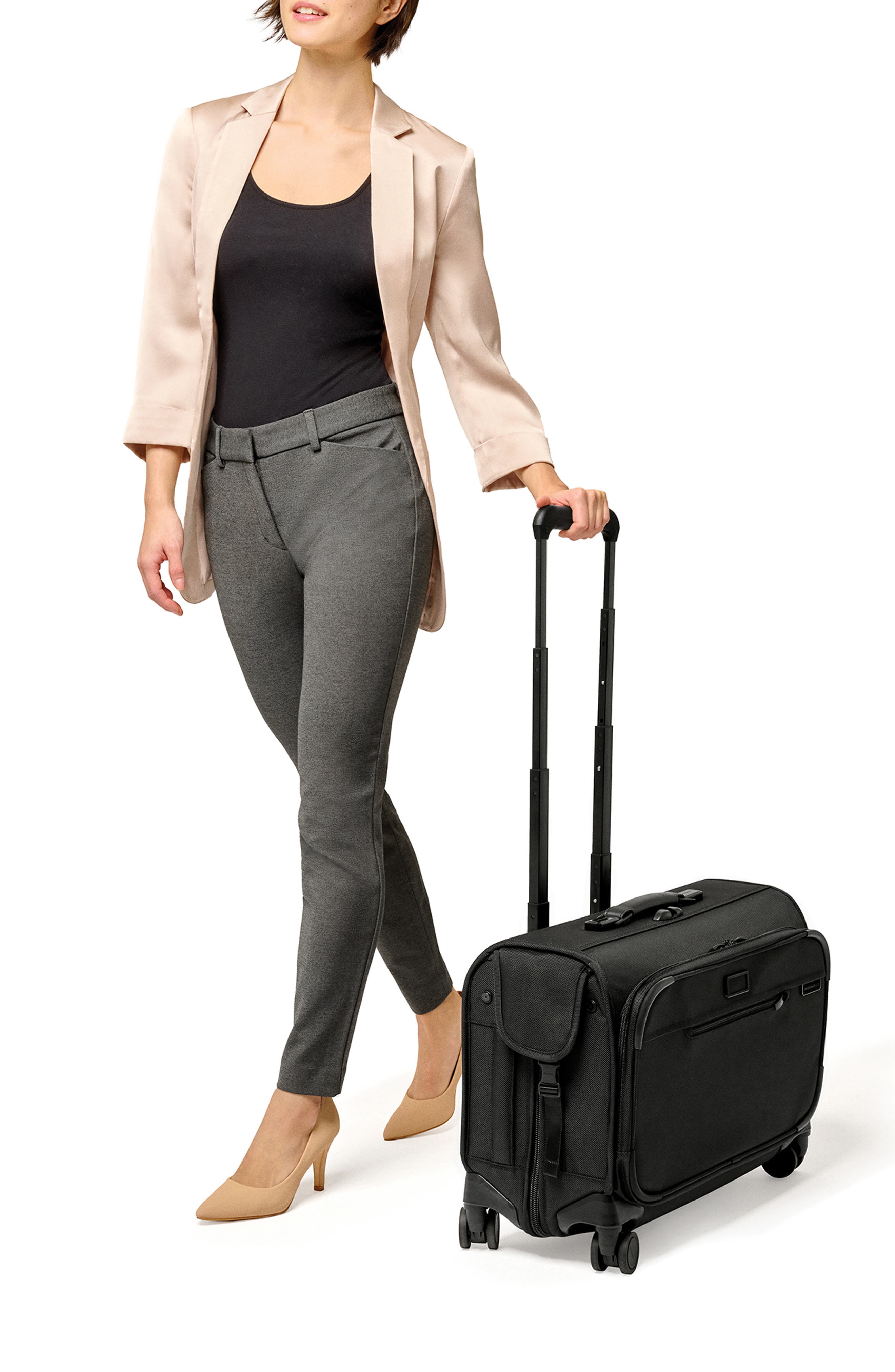 Briggs & Riley Baseline Wide Spinner Carry-On Garment Bag, Alternate, color, Black