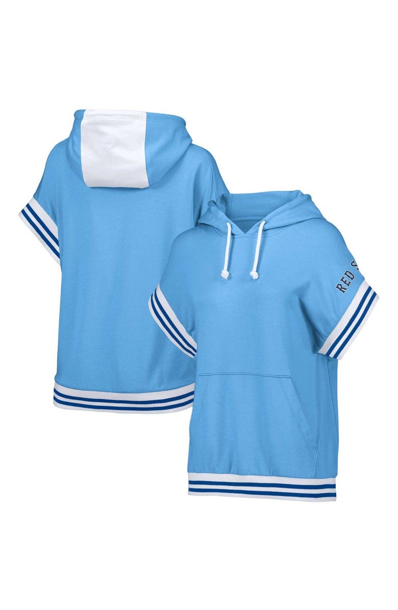 LUSSO Women's Lusso  Light Blue Boston Red Sox Mabel Tri-Blend Short Sleeve Pullover Hoodie, Main, color, Light Blue