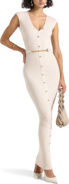 Manière De Voir Helene Knitted Midaxi Dress with Belt
