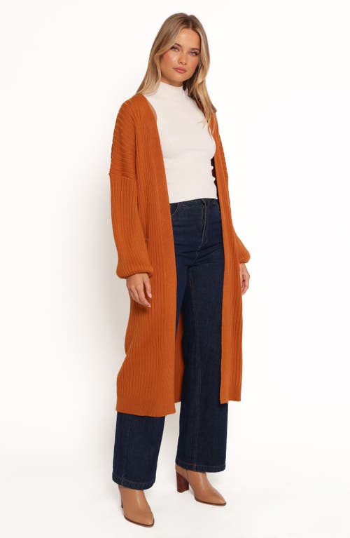 Petal And Pup Petal & Pup Makenna Open Front Rib Longline Cardigan In Orange