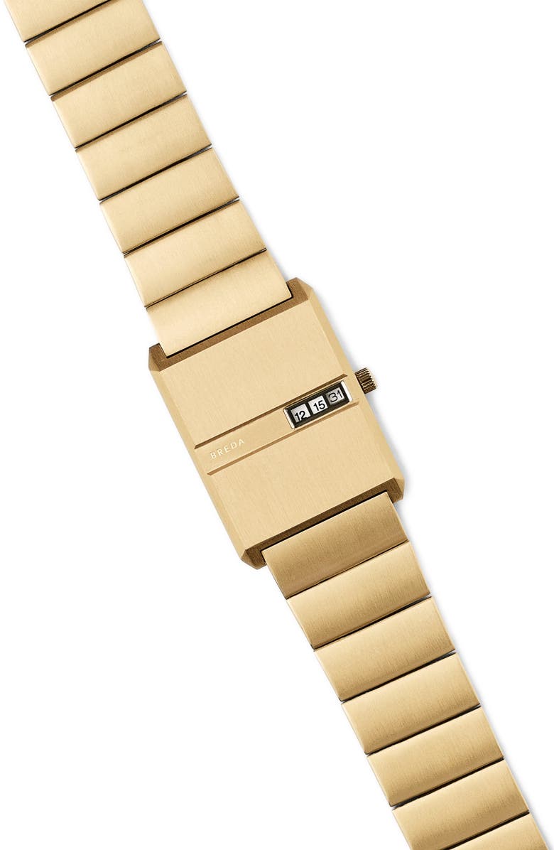 BREDA Pulse Digital 18K Gold Plate Stainless Steel Bracelet Watch, 26mm x 7mm, Alternate, color, 