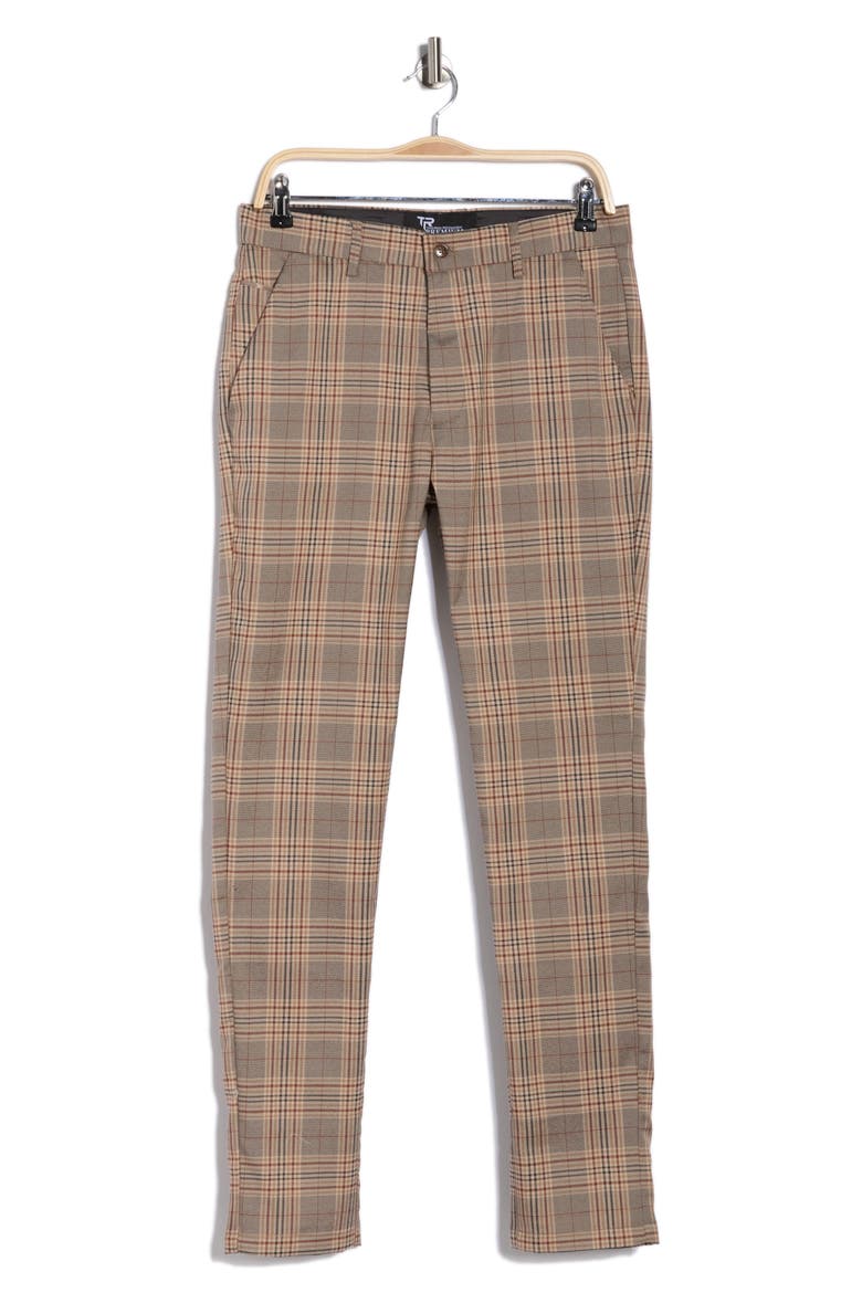 Plaid Straight Leg Trousers, Alternate, color, BEIGE