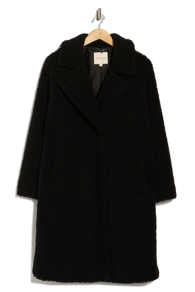 Missy Faux Shearling Coat, Alternate, color, BLACK