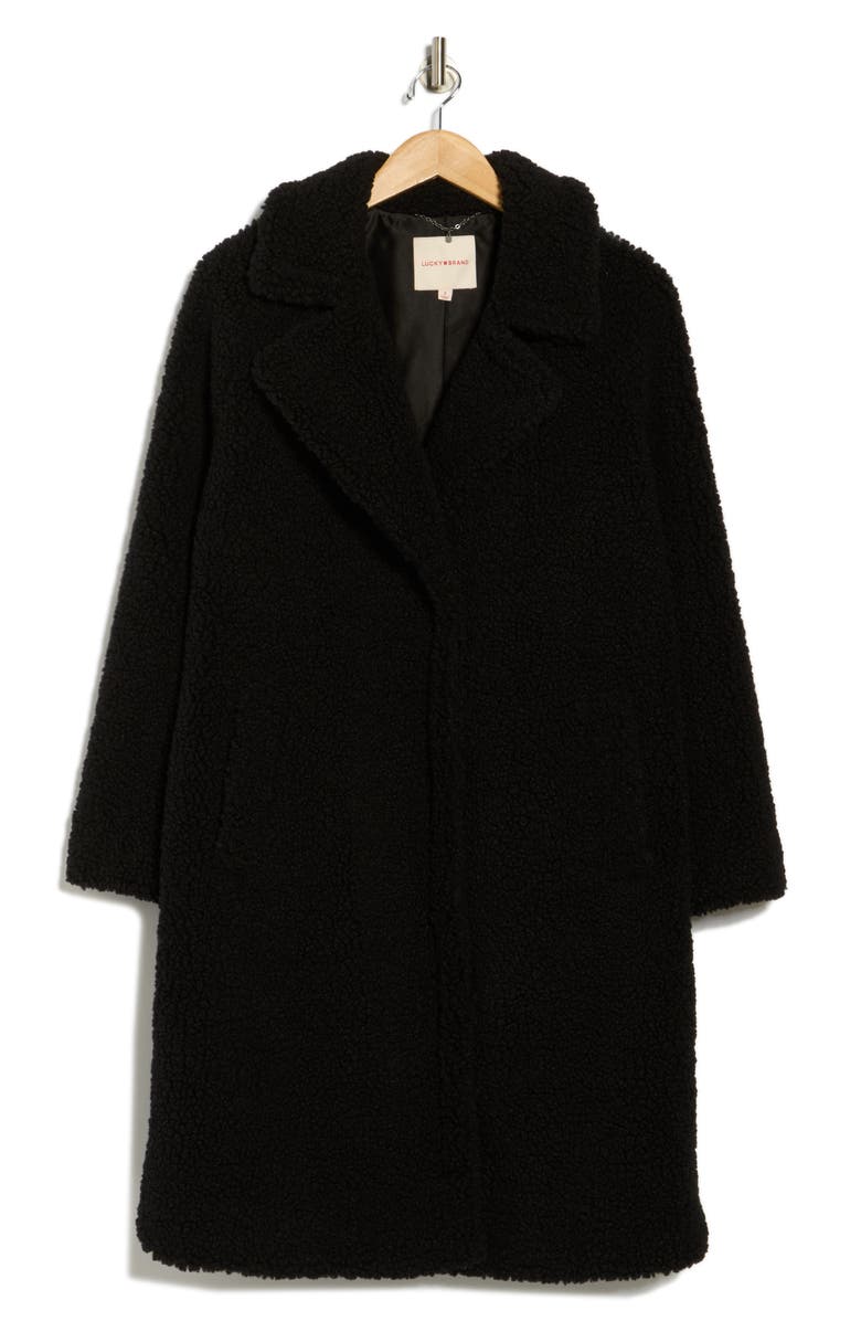Lucky Brand Missy Faux Shearling Coat, Alternate, color, Black