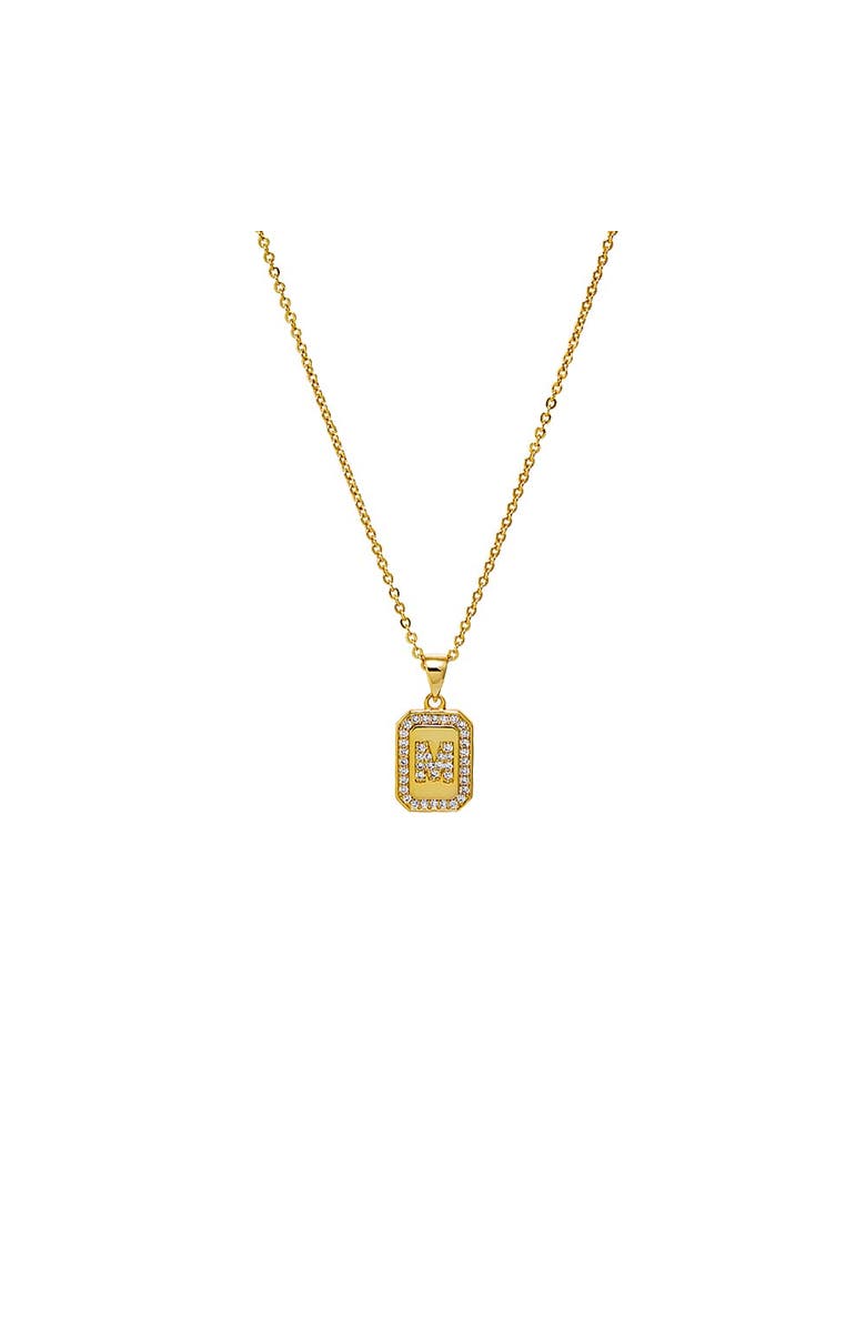 BY ADINA EDEN Pave Initial Dog Tag Pendant Necklace, Main, color, Gold - A