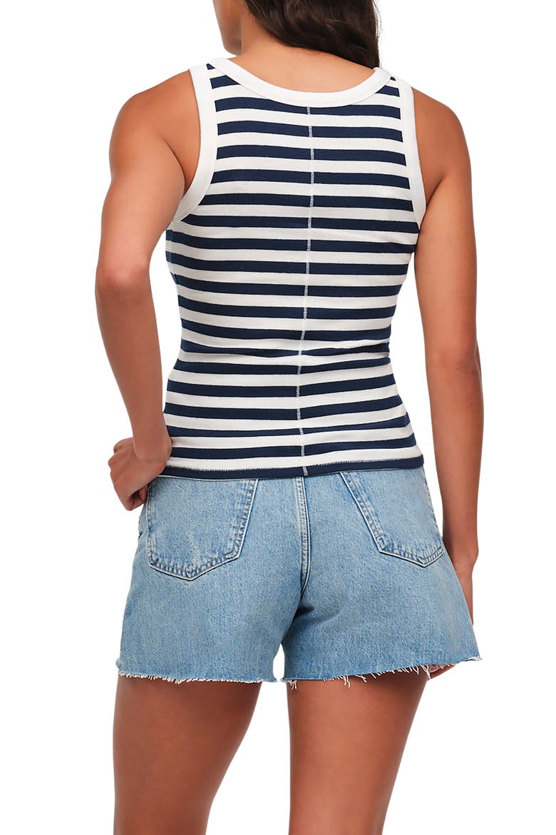 Slinky Rib Knit Stretch Modal Jersey Tank, Alternate, color, NAVY STRIPE