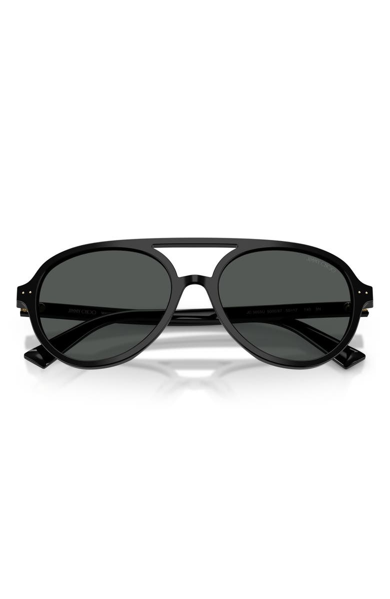 Jimmy Choo 55mm Pilot Sunglasses, Alternate, color, Black / Dark Grey