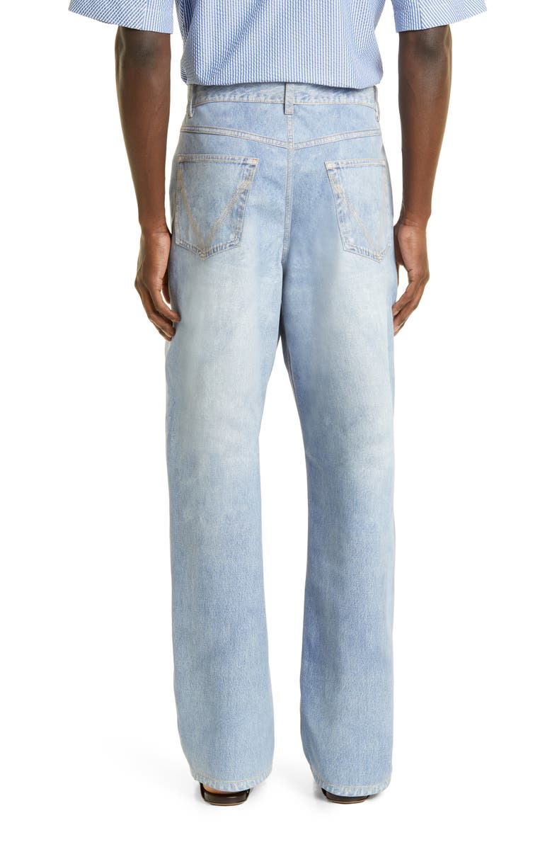 Bottega Veneta Denim Print Leather Jeans, Alternate, color, Light Blue