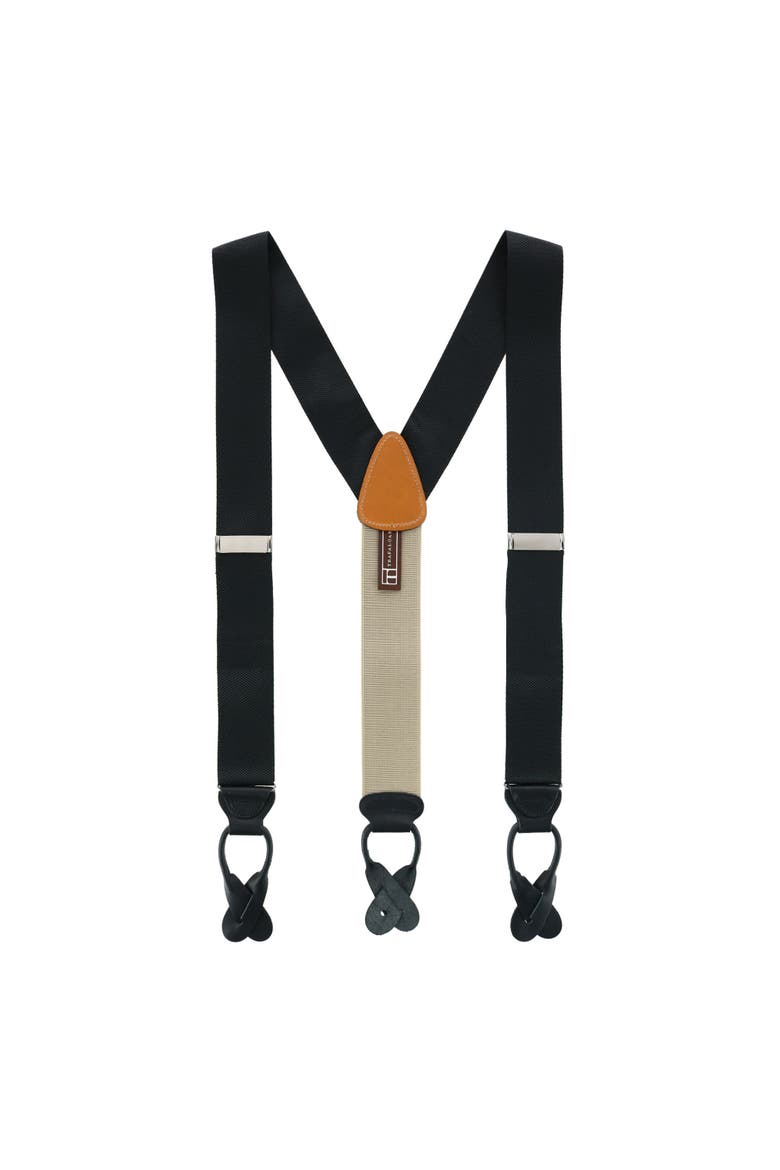 Big & Tall Hudson Solid Button End Suspenders, Alternate, color, Black