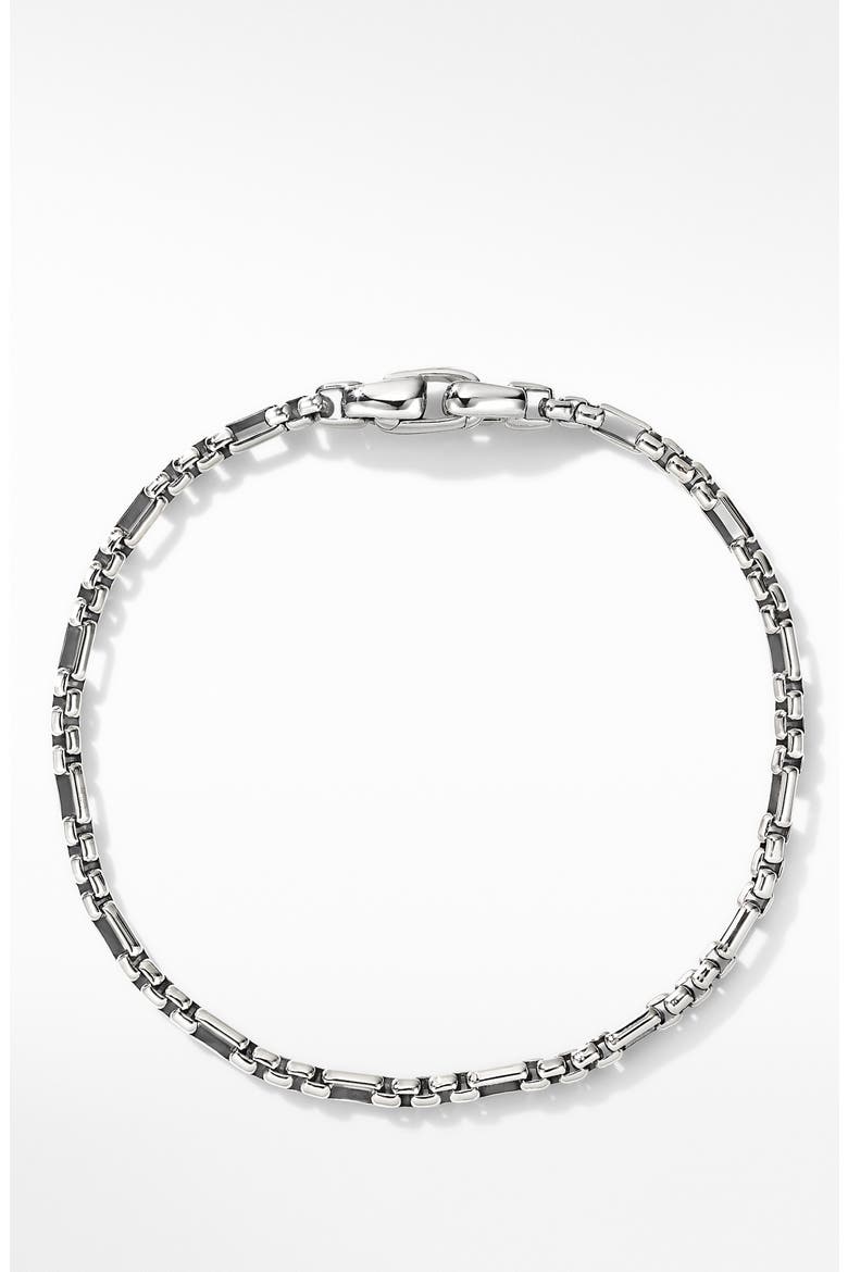 Men's Open Station Box Chain Bracelet in Sterling Silver, 3mm, Alternate, color, SILVER