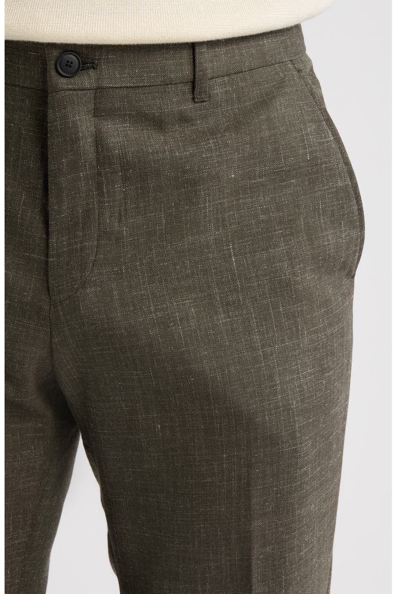 Genius Slim Fit Wool and Linen Trousers, Alternate, color, MEDIUM GREEN
