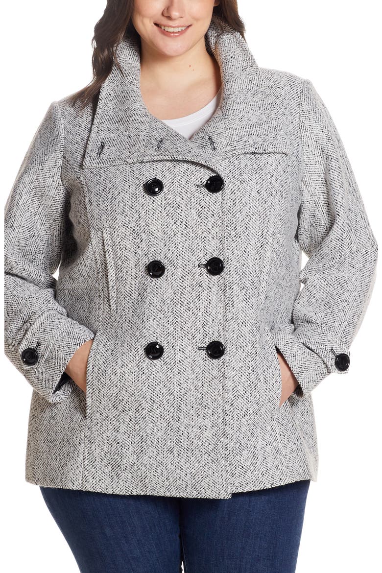 Double Breasted Peacoat, Main, color, BLACKWHITE