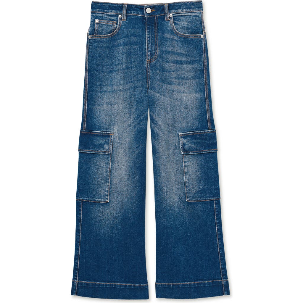 REISS REISS KIDS' BRADY SR. DENIM WIDE LEG CARGO JEANS