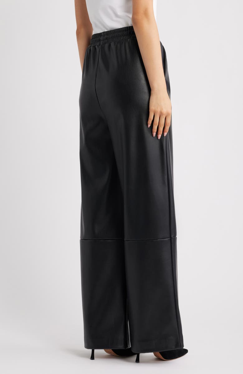 ICHI Ihzoma Faux Leather Pants, Alternate, color, Black