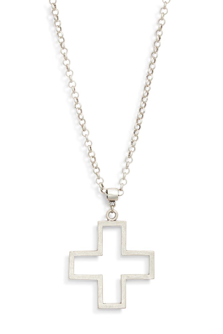 Madonna Cross Necklace, Main, color, SILVER