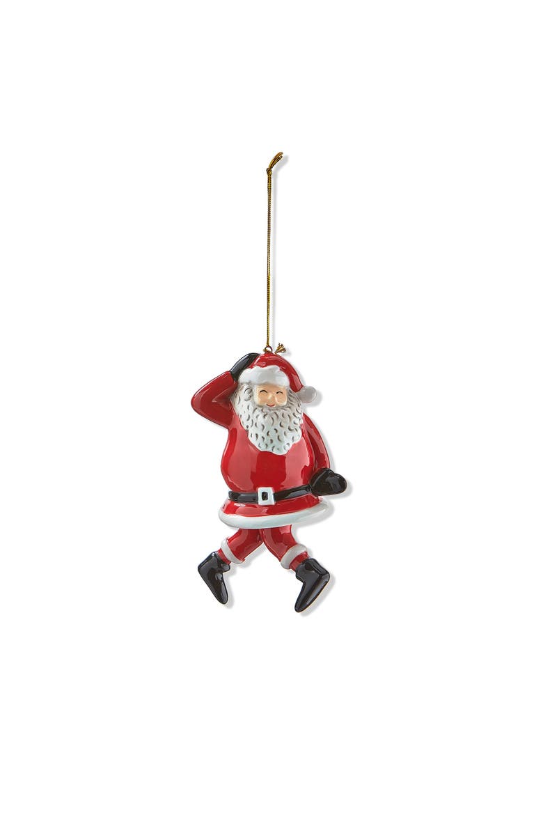 Dancing Santa Knees In Red Ceramic Christmas Ornament, Main, color, Red