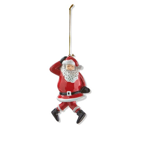 Dancing Santa Knees In Red Ceramic Christmas Ornament