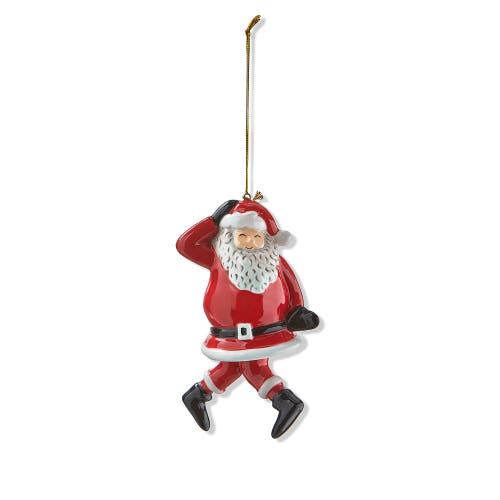 Tag Dancing Santa Knees In Red Ceramic Christmas Ornament In Red