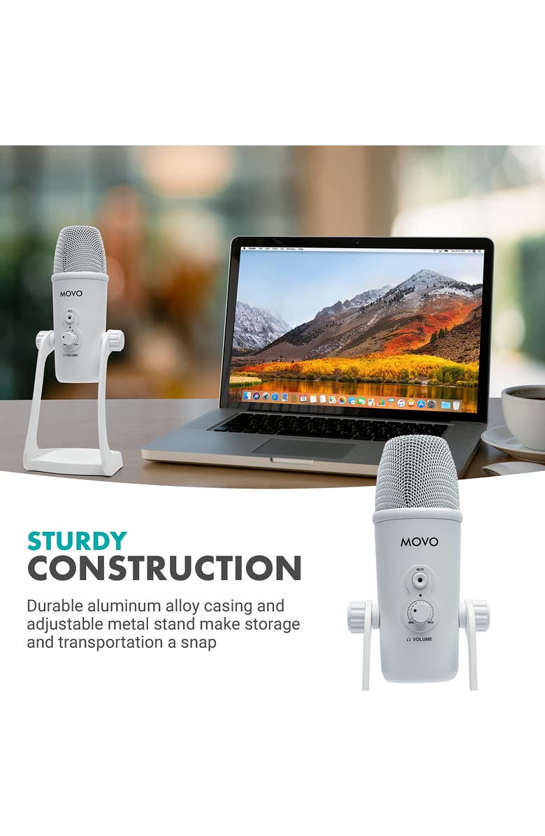 MOVO UM700W White Desktop USB Microphone for Computer, Alternate, color, Black