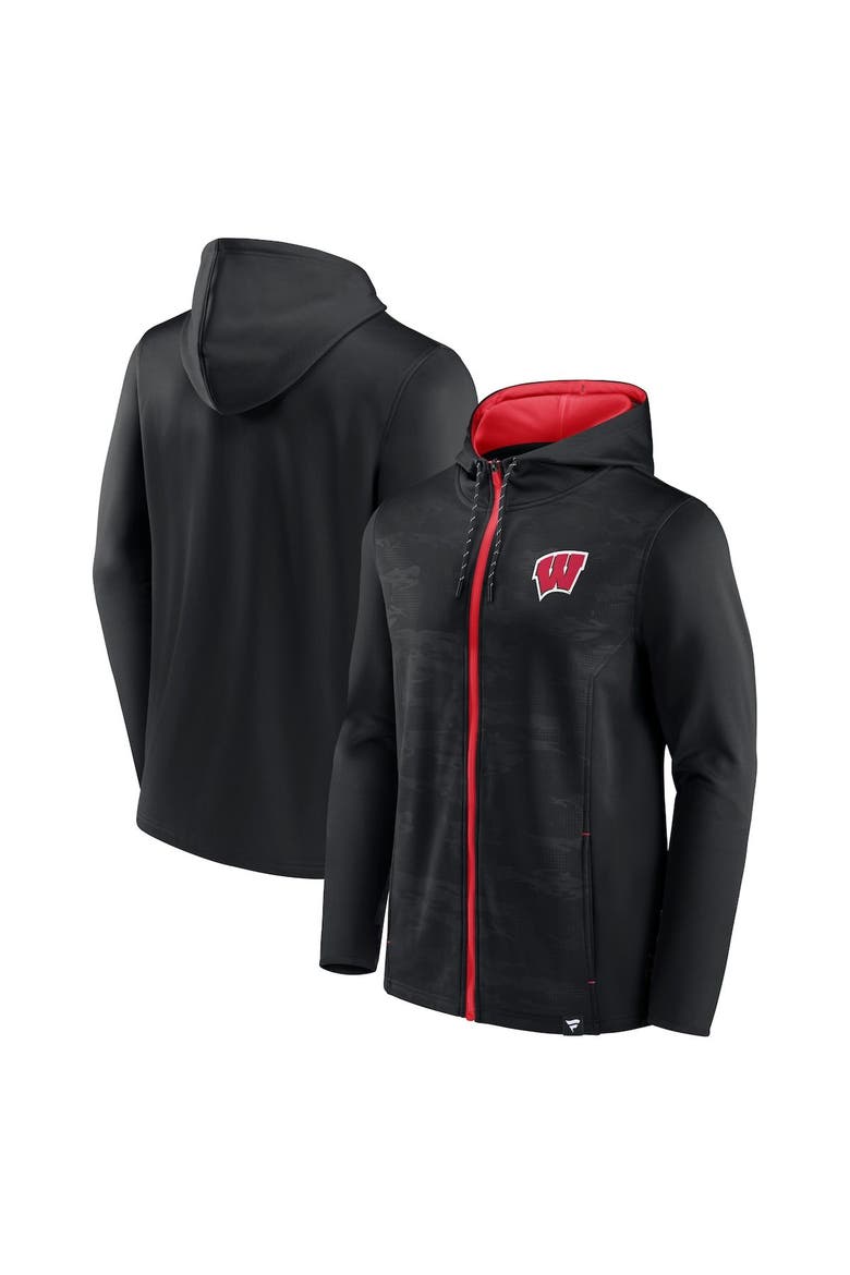 Men's Fanatics Branded Black Wisconsin Badgers Ball Carrier Full-Zip Hoodie, Alternate, color, Black