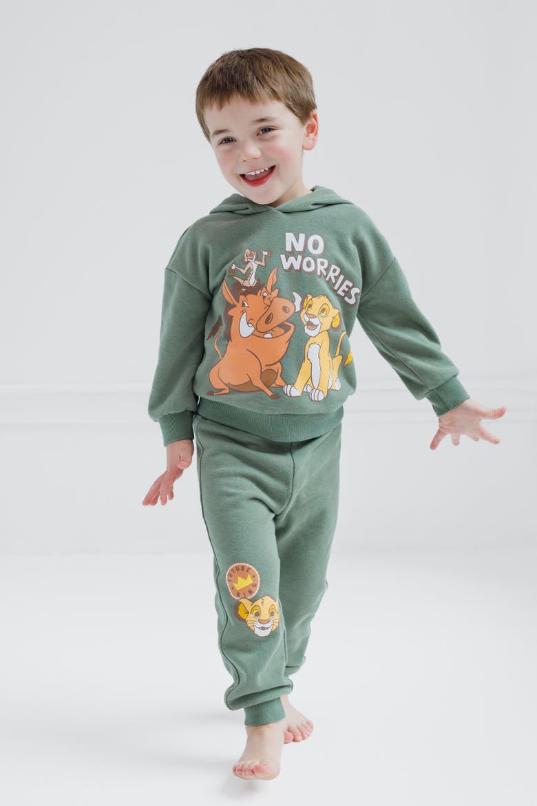 Lion King Simba Fleece Hoodie & Pants Set, Alternate, color, Green