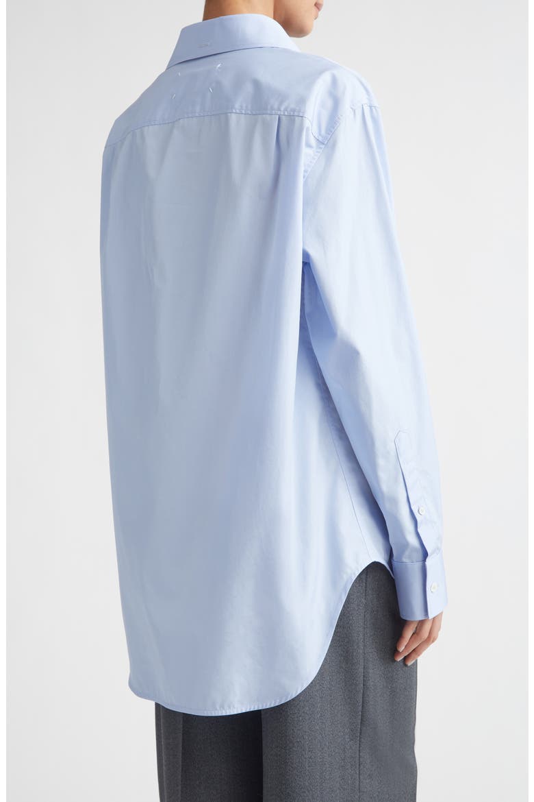 Folded Collar Cotton Button-Up Shirt, Alternate, color, LIGHT BLUE