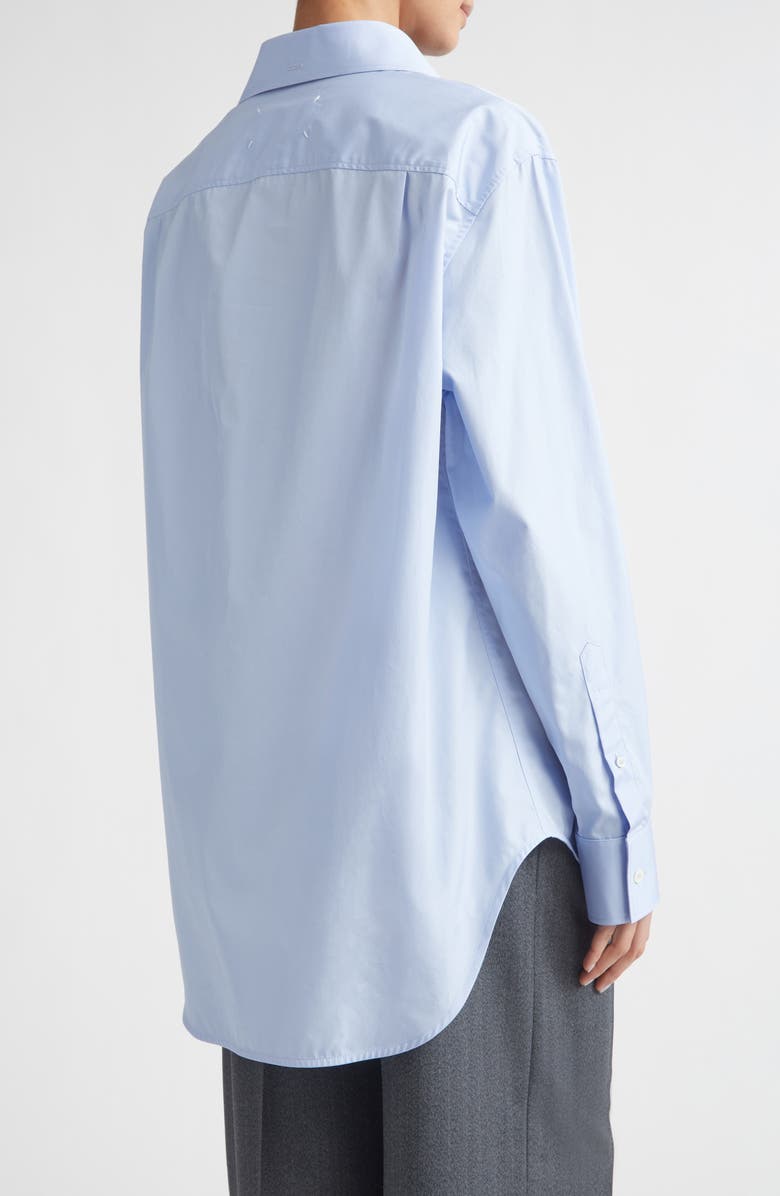 Maison Margiela Folded Collar Cotton Button-Up Shirt, Alternate, color, Light Blue