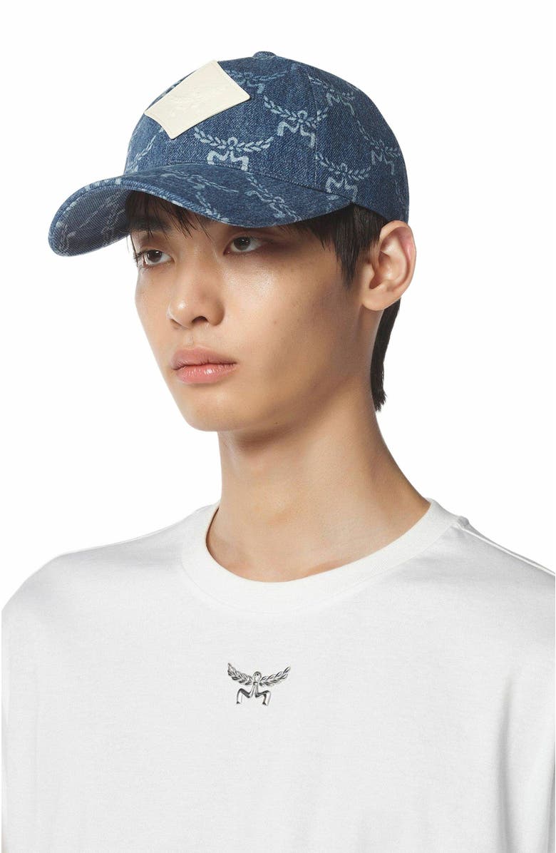 MCM Lauretos Denim Cap, Alternate, color,