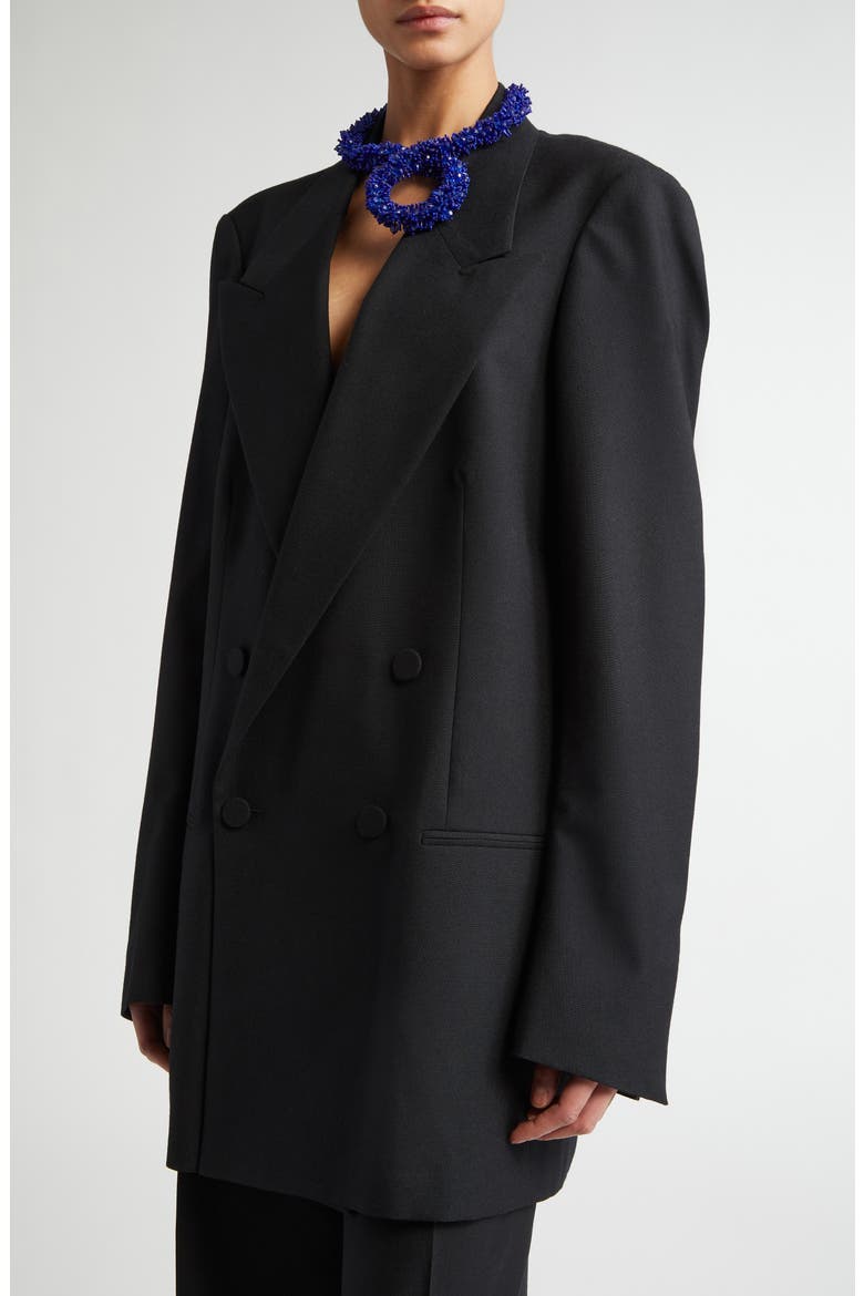 Blink Double Breasted Oversize Wool Toile Jacket, Alternate, color, BLACK