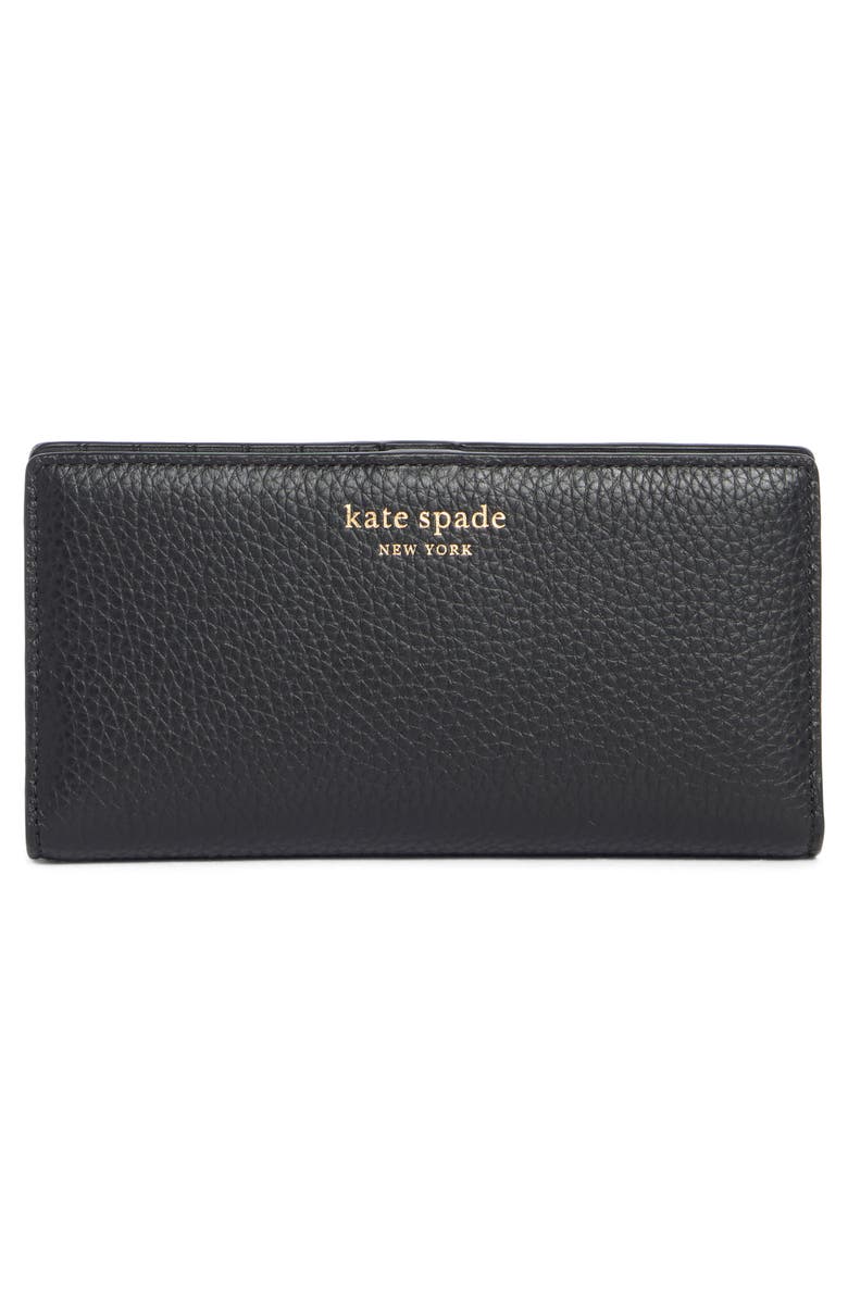 Kate Spade New York taylor pebbled leather slim wallet, Main, color, Black