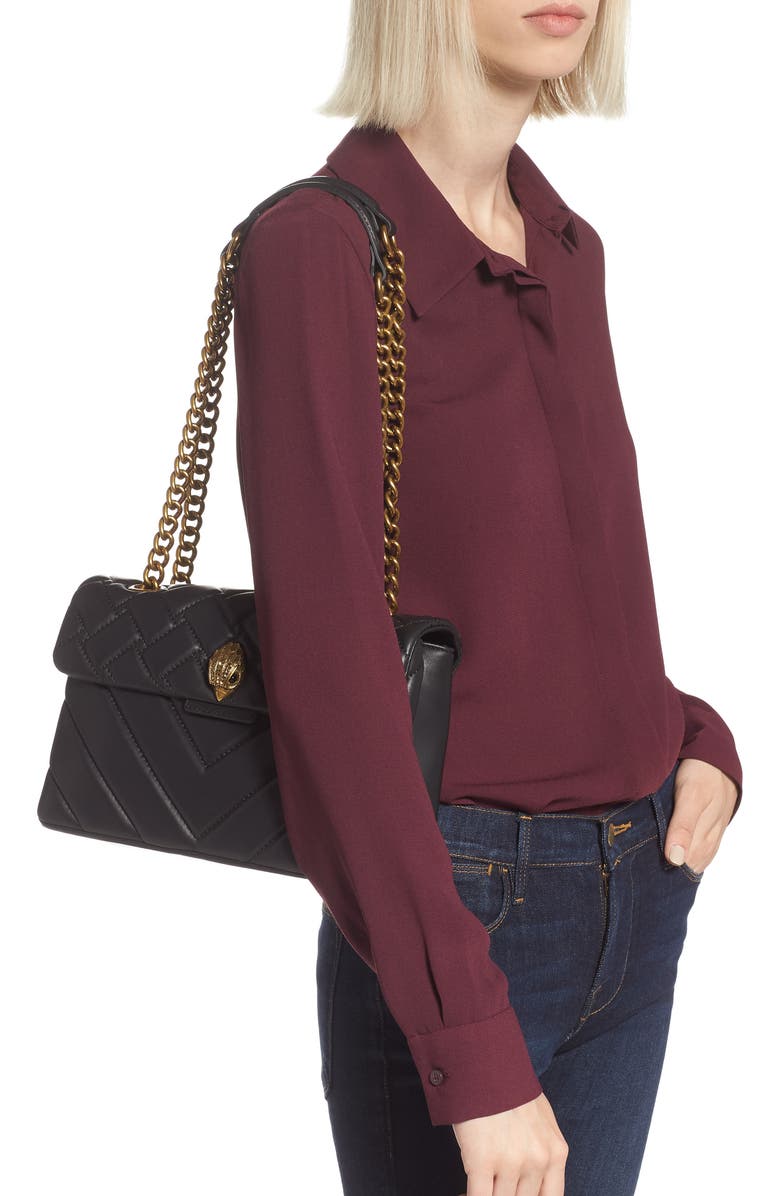 Kurt Geiger London Kensington Quilted Leather Shoulder Bag, Alternate, color, Black