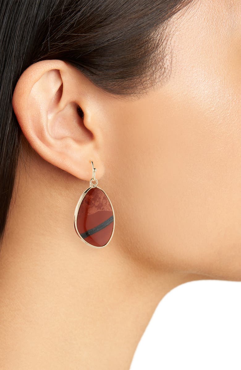 Cara Circle Stone Drop Earrings, Alternate, color, Carnelian