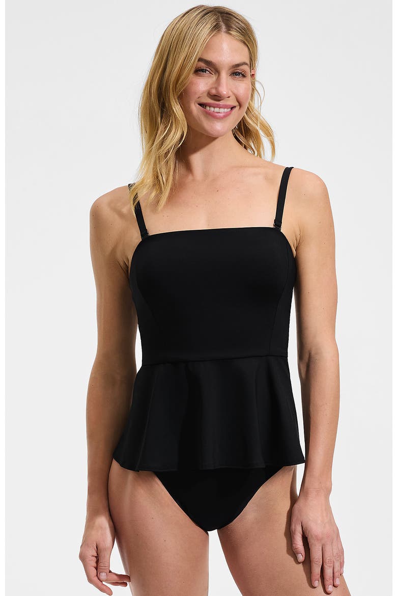 Sculpting Waveshaper Peplum Swim Tankini Top, Main, color, Black