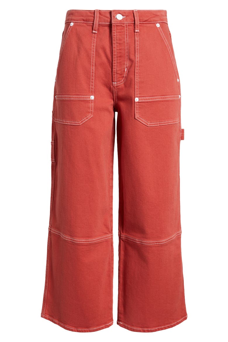 Silverado Ankle Wide Leg Carpenter Jeans, Alternate, color, TERRACOTTA