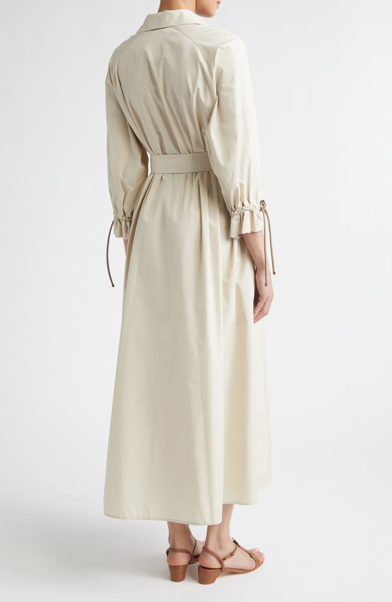 Max Mara Mirto Oversize Belted Cotton Poplin Shirtdress, Alternate, color, Beige