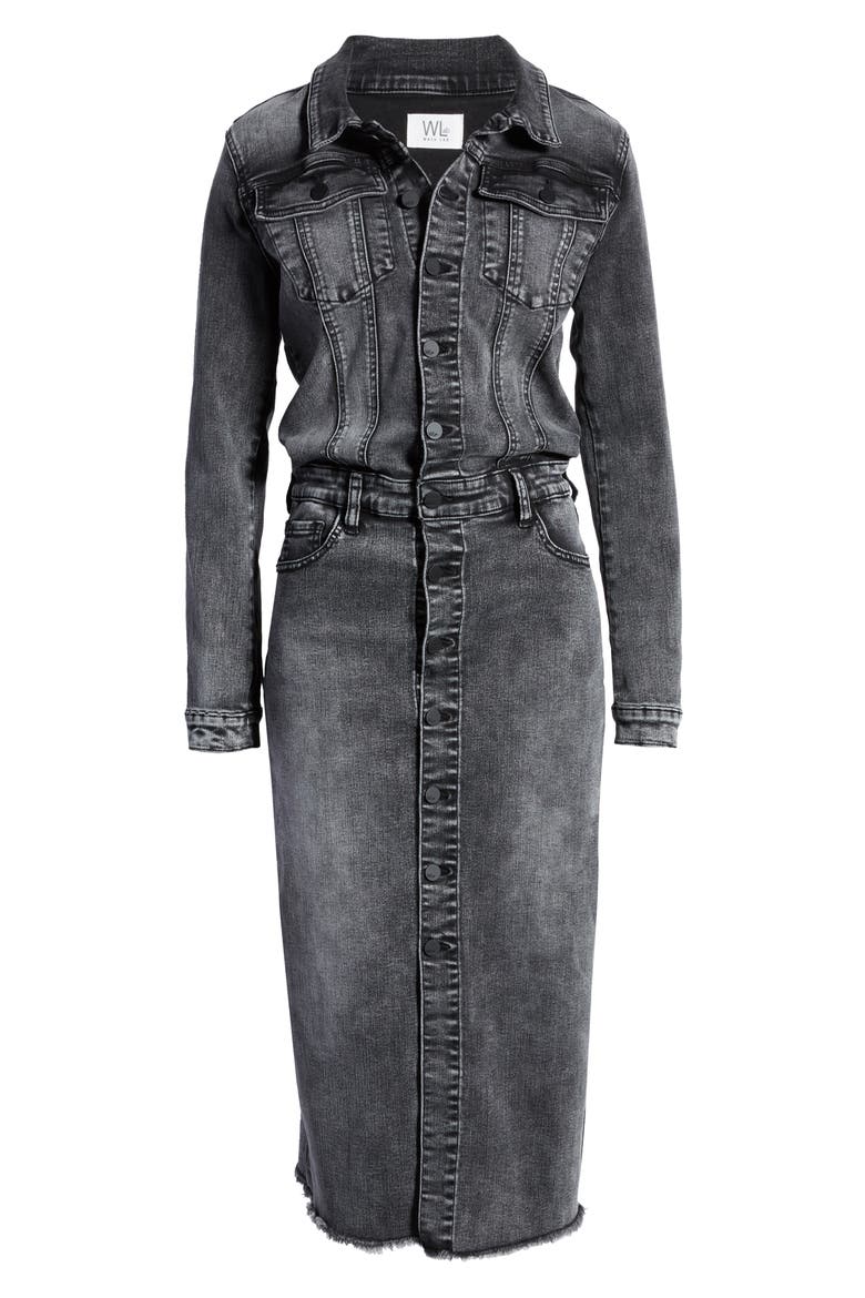 Piece Dyed Denim Dress, Alternate, color, GREY