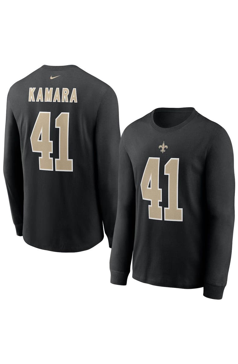 Nike Men's Nike Alvin Kamara Black New Orleans Saints Player Name & Number Long Sleeve T-Shirt, Main, color,