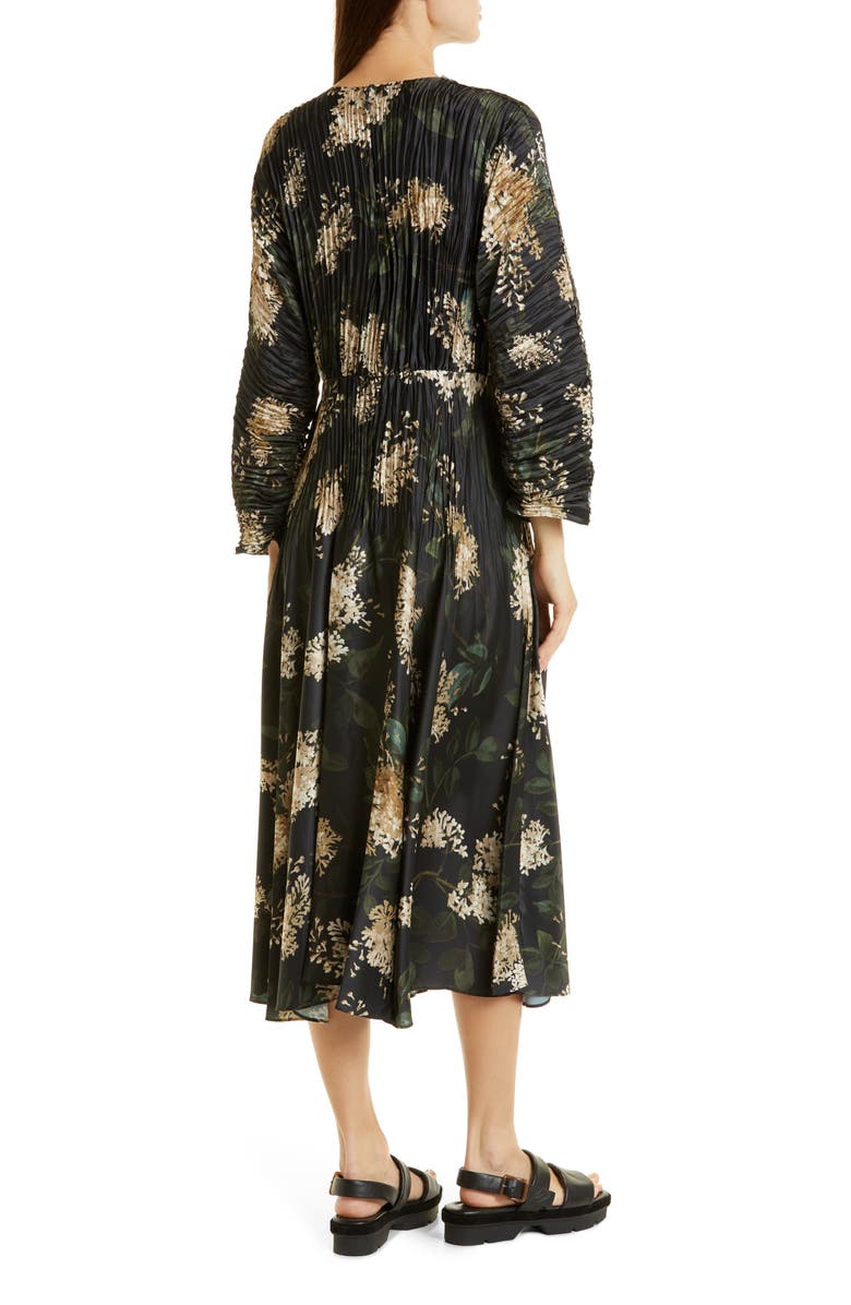 Vince Lilac Floral Print Pleated Dress, Alternate, color,