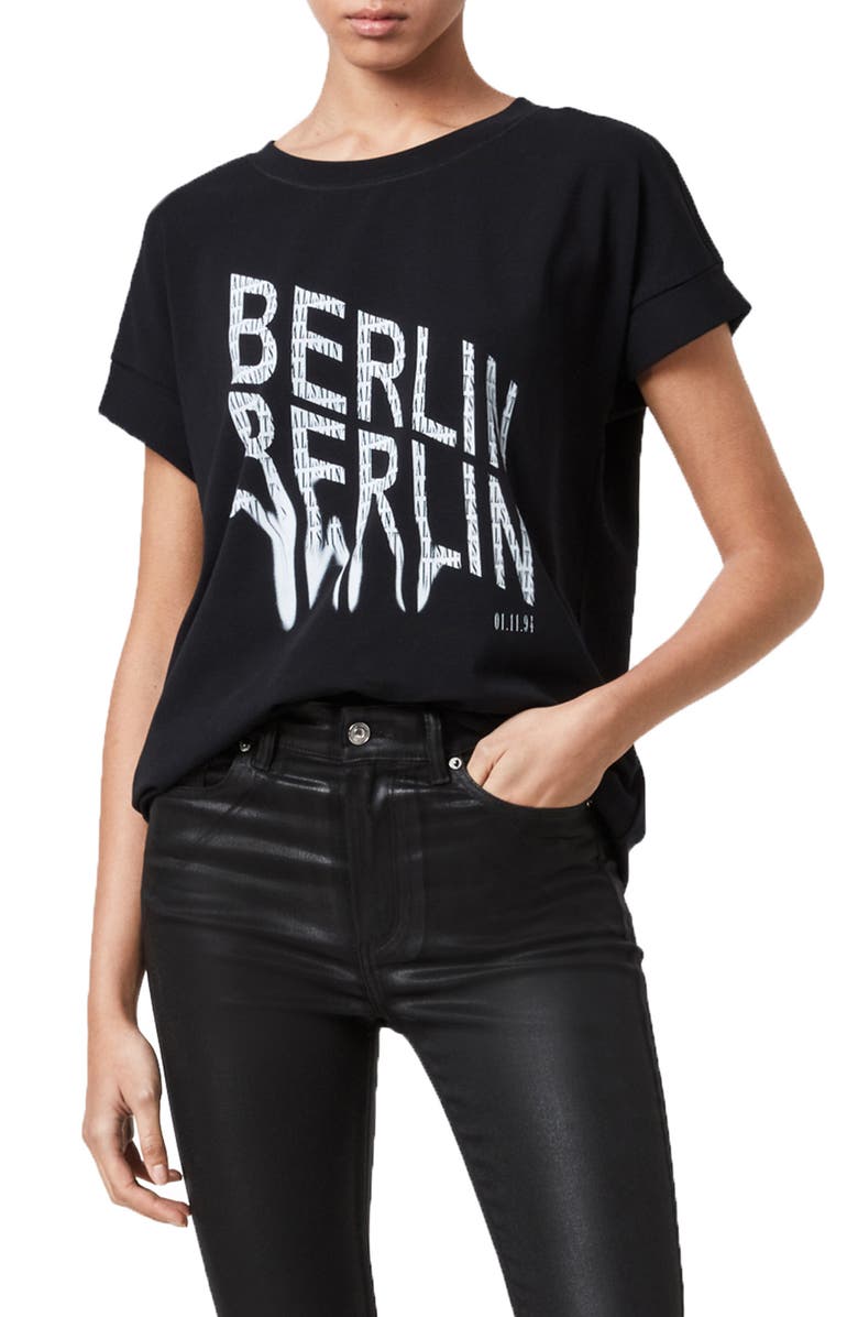 AllSaints Imogen Berlin Berlin Stretch Cotton Graphic Tee, Main, color, 