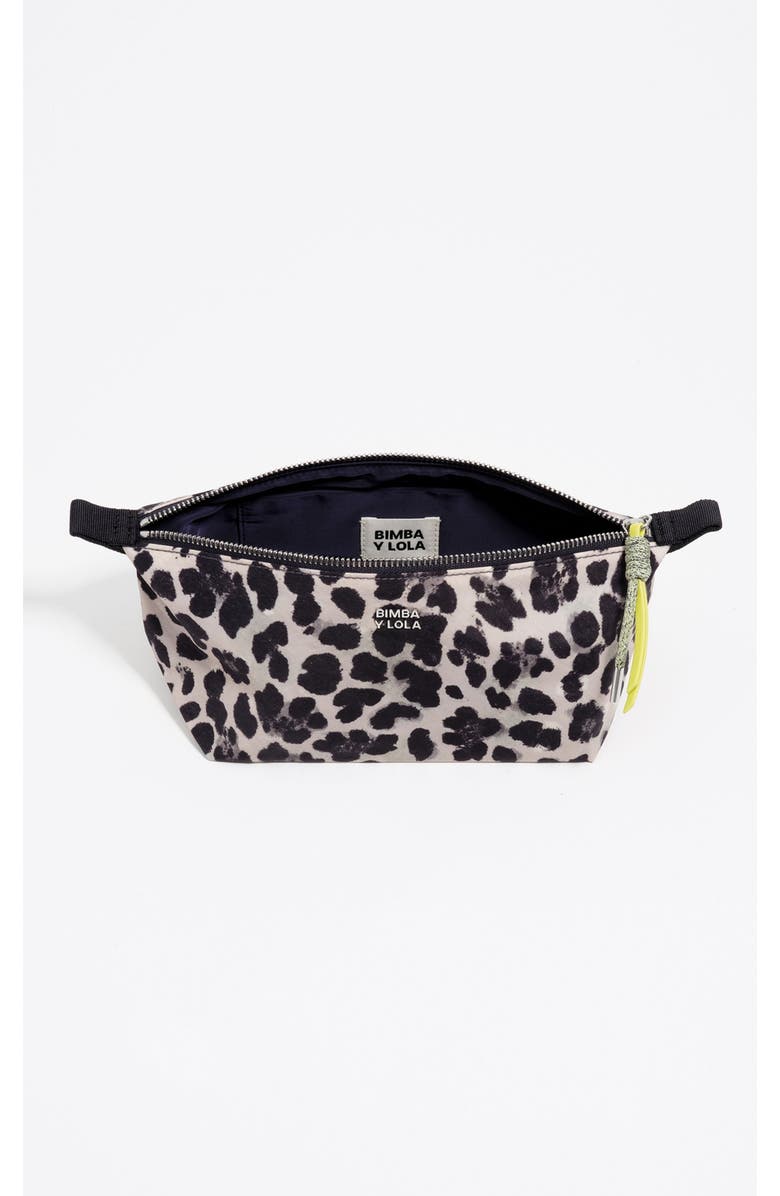 Bimba y Lola Gray Leopard Print Nylon Make-Up Case, Alternate, color, Leopard Grey