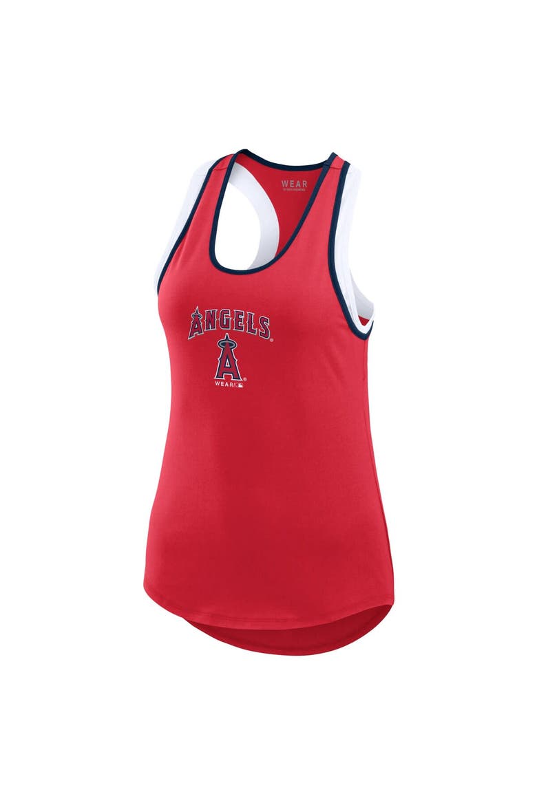 Women's WEAR by Erin Andrews Red Los Angeles Angels Colorblock Racerback Tank Top, Alternate, color, Red