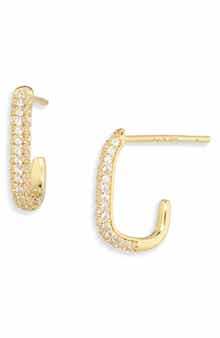 Pavé Cubic Zirconia Oblong Hoop Earrings