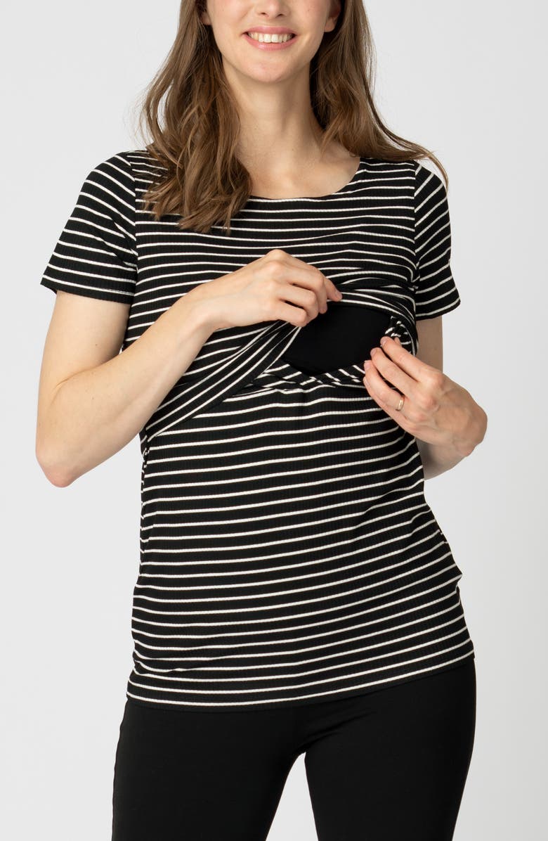 Seraphine Assorted 2-Pack Stripe Rib Maternity/Nursing T-Shirt, Alternate, color, 