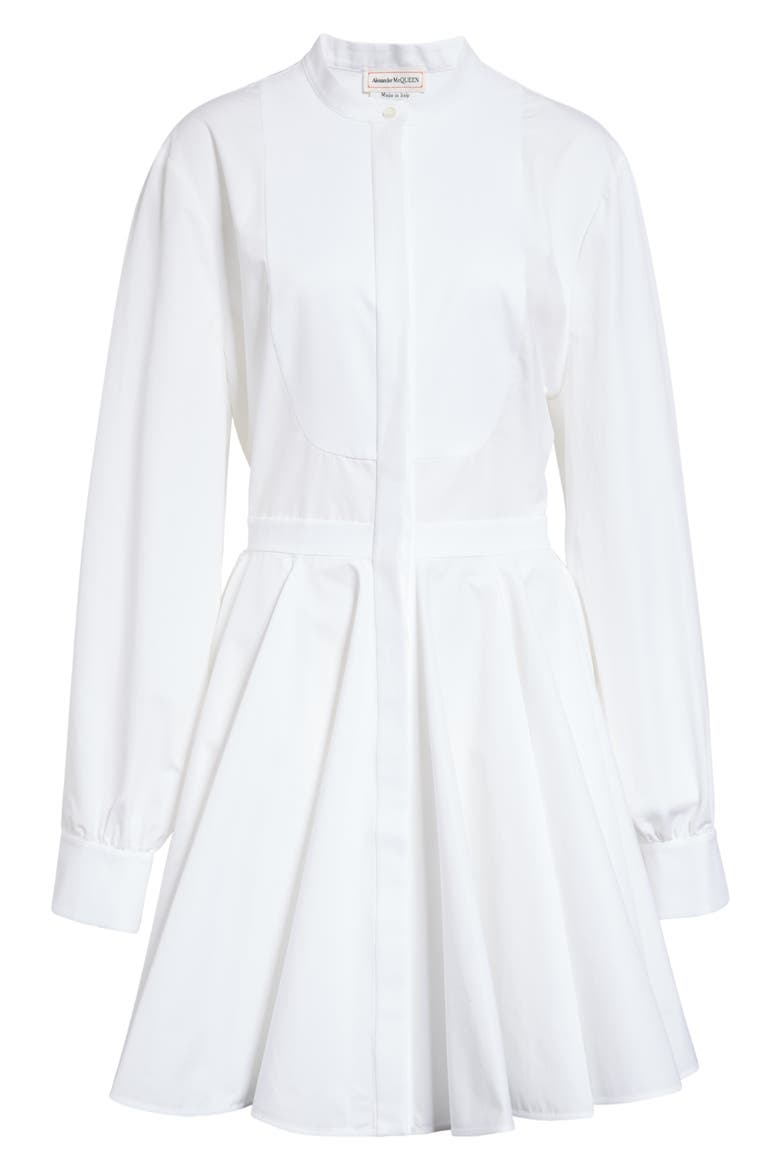 Bib Front Long Sleeve Organic Cotton Poplin Skater Dress, Main, color, 9000 OPTICALWHITE
